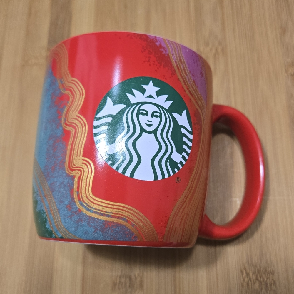 2021 Starbucks Red Gold Green Mermaid Logo Mug ombre coffee cup 18oz